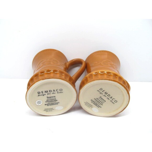 Demdaco Sapore  Deb Hrabik Set Of 2 Hand Painted orange Mugs 2004 - Picture 4 of 5